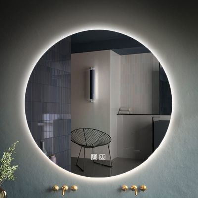 Round LED Bathroom Mirror with Lights, Wall Mounted Vanity Mirror, Anti-Fog Smart Mirror with Smart Touch Button, Decorative Backlit Wall Mirror for Living Room/Entryways/Home Decor (Color : A-Three-