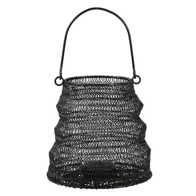 47th & Main Folding Hurricane Lantern Metal Candle Holder, Small, Black
