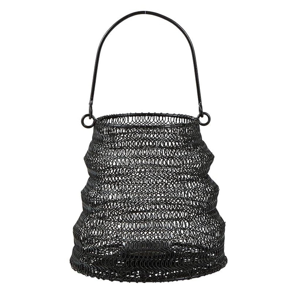 47th & Main Folding Hurricane Lantern Metal Candle Holder, Small, Black