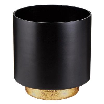 47th & Main Modern Votive Candle Holder Hand Painted Glass Candleholder, Medium, Black/Gold