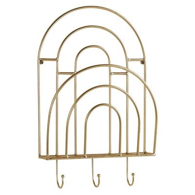 47th & Main Rainbow Metal 3-Hook Wall Shelf, 11" L x 2.25" W x 17" H, Rainbow