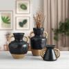 47th & Main Modern Flower Vase | Glazed Stoneware Vase for Home Dcor, Small, Black/Beige view 2