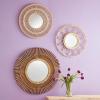 47th & Main Boho Mirror Round Woven Rattan Hanging Mirror for Wall Dcor, 20" Dia, Flower view 2