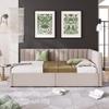 Anwickmak Upholstered Daybed with 2 Storage Drawers, Twin Size Daybed with Wood Slats, Sofa Bed for Living Room Bedroom Living Room, No Box Spring Needed (Beige) view 3
