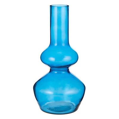 47th & Main Retro Flower Vase | Transparent Glass Bubble Vase for Home Dcor, 13" Tall, Blue