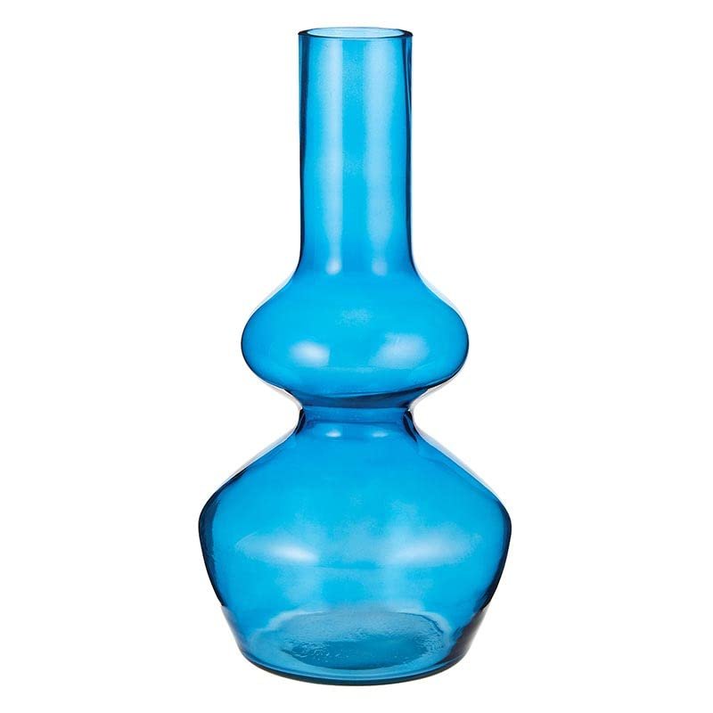47th & Main Retro Flower Vase | Transparent Glass Bubble Vase for Home Dcor, 13" Tall, Blue