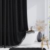 Dynamene Extra Long Shower Curtains, 84 Inches Long Boho Tufted Chevron Striped Fabric Shower Curtains for Bathroom, Tall Minimalist Chic Waterproof Cloth Shower Curtain Set with Hook, Black, 72x84 view 1