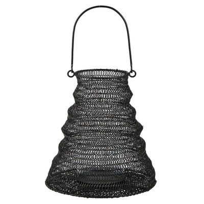 47th & Main Folding Hurricane Lantern Metal Candle Holder, Medium, Black