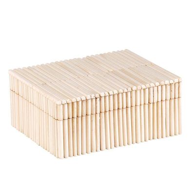 47th & Main Inlaid Bone Decorative Keepsake Box Home Dcor for Table, 5" L x 2" W x 4" H, White Stripe