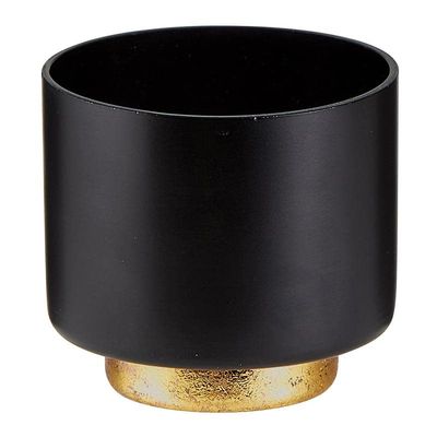 47th & Main Modern Votive Candle Holder Hand Painted Glass Candleholder, Small, Black/Gold