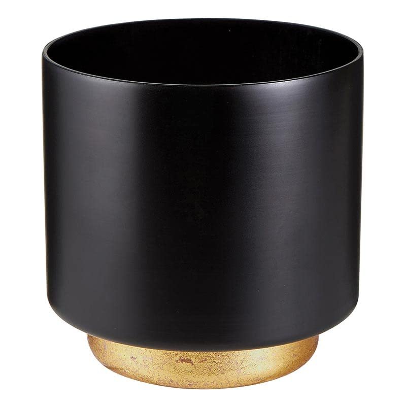 47th & Main Modern Votive Candle Holder Hand Painted Glass Candleholder, Large, Black/Gold