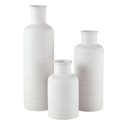 47th & Main Modern Flower Vases | Ceramic Vases for Home Dcor, Set of 3, White