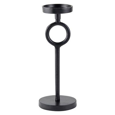 47th & Main Modern Metal Pillar Candle Holder Pedestal Candleholder, Small, Black