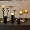 47th & Main Modern Metal Pillar Candle Holder Pedestal Candleholder, Small, Black view 2
