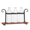 47th & Main Rustic Flower Vases in Wood Stand | Glass Vases for Home Dcor, 13" L x 3" W x 8" H, Black/Natural view 1