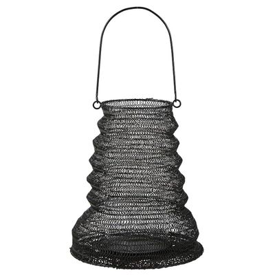 47th & Main Folding Hurricane Lantern Metal Candle Holder, Large, Black