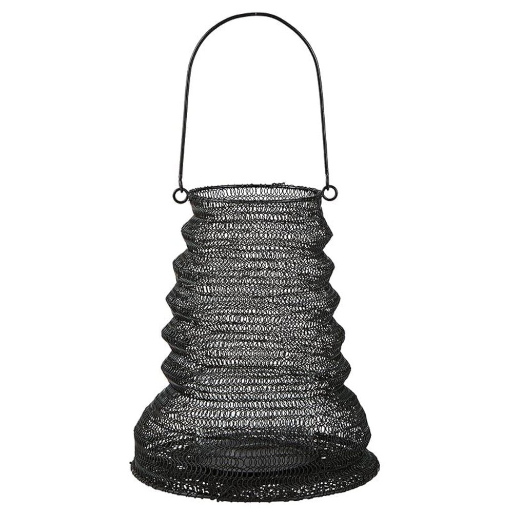 47th & Main Folding Hurricane Lantern Metal Candle Holder, Large, Black