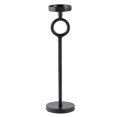 47th & Main Modern Metal Pillar Candle Holder Pedestal Candleholder, Large, Black