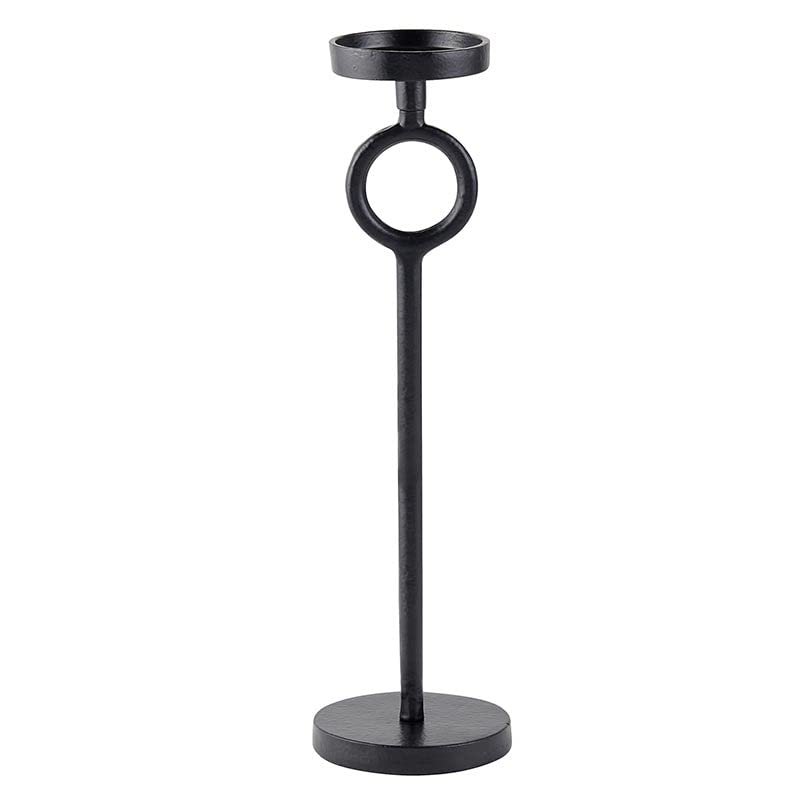 47th & Main Modern Metal Pillar Candle Holder Pedestal Candleholder, Large, Black