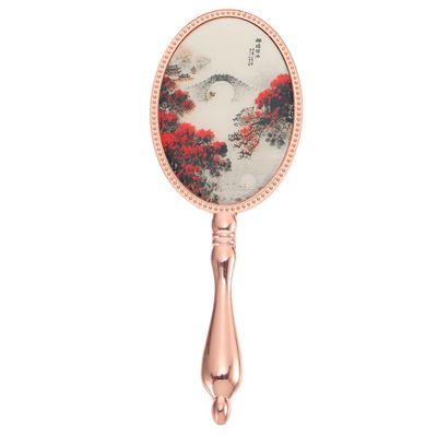 Beavorty Retro Handheld Makeup Mirror Portable 7.75 Inch Double-Sided Compact Mirror with Ergonomic Handle Lightweight for Travel Home Use