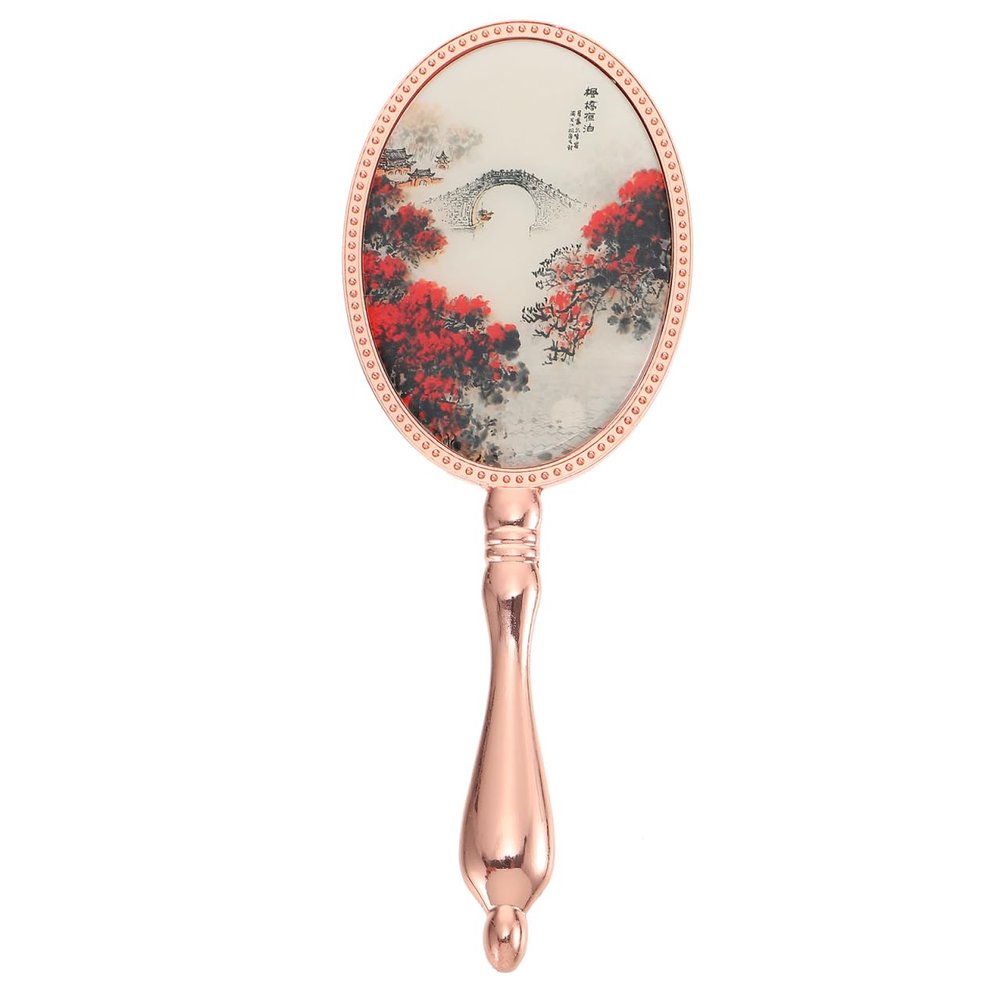 Beavorty Retro Handheld Makeup Mirror Portable 7.75 Inch Double-Sided Compact Mirror with Ergonomic Handle Lightweight for Travel Home Use