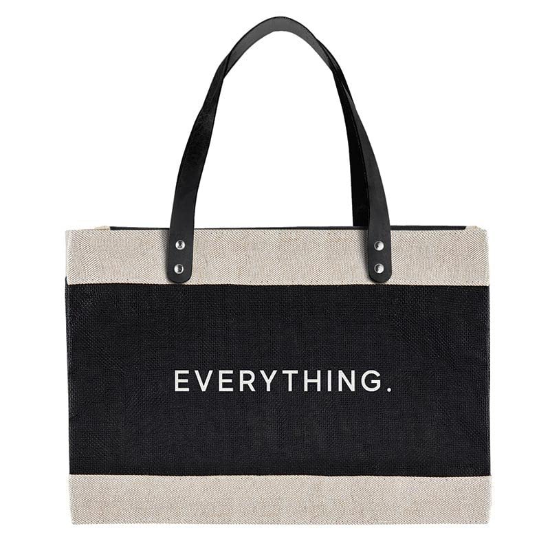 Santa Barbara Design Studio Tote Bags Hold Everything Reusable Grocery Bag Farmers Market Jute Totebag with Waterproof Lining, 17" x 12", Everything