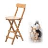 24-Inch Folding Bar Stool,Kitchen Counter Height Stools with Backrest and Footrest, Wood Folding Stool Chair for Breakfast (Color : Natural) view 1