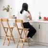 24-Inch Folding Bar Stool,Kitchen Counter Height Stools with Backrest and Footrest, Wood Folding Stool Chair for Breakfast (Color : Natural) view 2