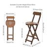 24-Inch Folding Bar Stool,Kitchen Counter Height Stools with Backrest and Footrest, Wood Folding Stool Chair for Breakfast (Color : Natural) view 3