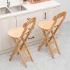 24-Inch Folding Bar Stool,Kitchen Counter Height Stools with Backrest and Footrest, Wood Folding Stool Chair for Breakfast (Color : Natural) view 4