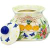 Polmedia Polish Pottery Garlic and Onion Jar UNIKAT - Retro Garden Pattern Handmade in Boleslawiec Poland + Certificate of Authenticity view 2