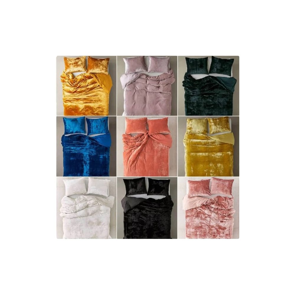 Velvet Duvet Cover Boho Bedding Comforter Cover King, Queen Bedding Soft Breathable Ideal for Gift 3 Pieces Set by Cotton X (Black, Full 80-90 inches)
