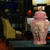 ADECQ Vases Ceramic Ginger Jar with Lid, Chinoiserie Decorative Porcelain Jars for Home, Pink Flower Vase, Glossy Vase for Table, Living Room, Mantle Fireplace, Centerpiec L view 4