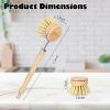 Bamboo Dish Brush with Handle - Soft Bristle, Eco-Friendly Vegetable Brush, Compostable & Sustainable, Bamboo Dish Scrubber for Cleaning Kitchen Utensils view 2