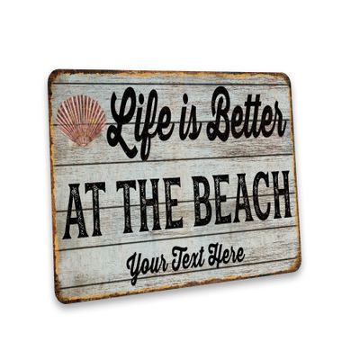 Custom Beach Sign Life is Better At The Beach Wall Art Seaside Beach Dcor Personalized Your Text Here Souvenir 108122002013