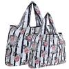 allydrew Large & Small Foldable Tote Nylon Reusable Grocery Bags, Set of 2, Rose & Stripes view 1