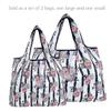 allydrew Large & Small Foldable Tote Nylon Reusable Grocery Bags, Set of 2, Rose & Stripes view 3
