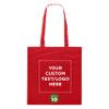 DISCOUNT PROMOS Custom Reusable Cloth Fabric Grocery Tote Bags - 50 Pack - Personalized Logo, Text - Gift Bags - Red view 1