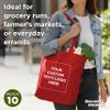 DISCOUNT PROMOS Custom Reusable Cloth Fabric Grocery Tote Bags - 50 Pack - Personalized Logo, Text - Gift Bags - Red view 3