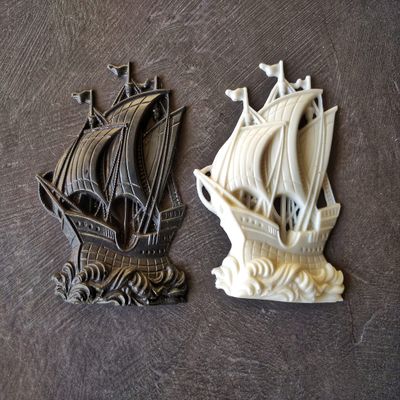 Sailboat resin applique, boat moulding, furniture appliques, little frigate onlay, sea mouldings (black)