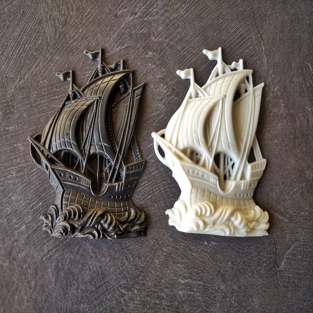 Sailboat resin applique, boat moulding, furniture appliques, little frigate onlay, sea mouldings (black)