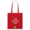DISCOUNT PROMOS Custom Reusable Cloth Fabric Grocery Tote Bags - 10 Pack - Personalized Logo, Text - Gift Bags - Red view 1
