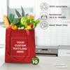DISCOUNT PROMOS Custom Reusable Cloth Fabric Grocery Tote Bags - 10 Pack - Personalized Logo, Text - Gift Bags - Red view 2