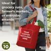 DISCOUNT PROMOS Custom Reusable Cloth Fabric Grocery Tote Bags - 10 Pack - Personalized Logo, Text - Gift Bags - Red view 3