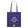 DISCOUNT PROMOS Custom Reusable Cloth Fabric Grocery Tote Bags - 50 Pack - Personalized Logo, Text - Gift Bags - Purple view 1