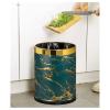 Kitchen Garbage Can Trash Can Luxury Metal Round Shape Trash Can Home Office Wastebasket Garbage Can Without Cover Kitchen Waste Bins Brown Black Green Wastebasket (Color : White) view 4