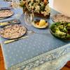 Amelie Michel French Jacquard Tablecloth in Durance, Light Blue | Stain Resistant, Easy-Care, Machine Washable | Made in France [63" x 79" Rectangle] view 3