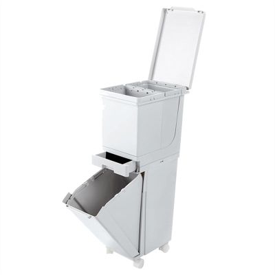 HIHELO Trash Bin 42L Kitchen Wet Dry Sorted Trash Can Double-Layer Recycle Bin Large-Capacity Trash Bin Home Kitchen Garbage Rubbish Bin Garbage Can with Lid Kitchen Trash Can (Color : Gris)