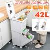 HIHELO Trash Bin 42L Kitchen Wet Dry Sorted Trash Can Double-Layer Recycle Bin Large-Capacity Trash Bin Home Kitchen Garbage Rubbish Bin Garbage Can with Lid Kitchen Trash Can (Color : Gris) view 2