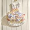 White Fluffy Yarn & Ribbon Bunny Wreath for Easter 19L view 1